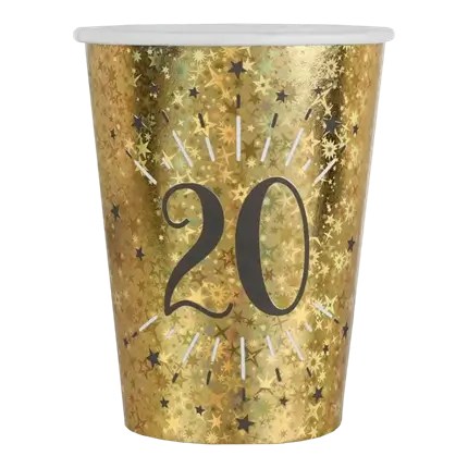 Gobelet en papier 20 ans Or (lot de 10)