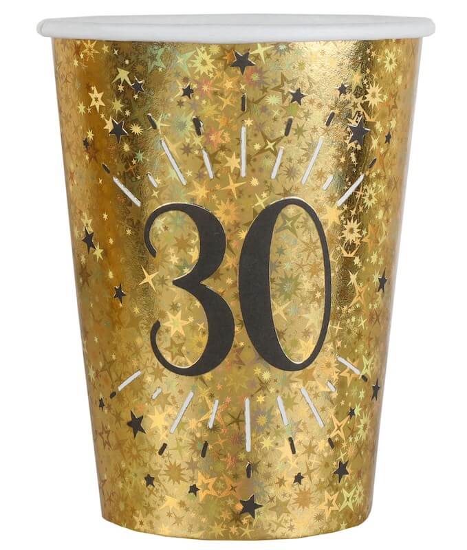 Gobelet en papier 30 ans Or (lot de 10)