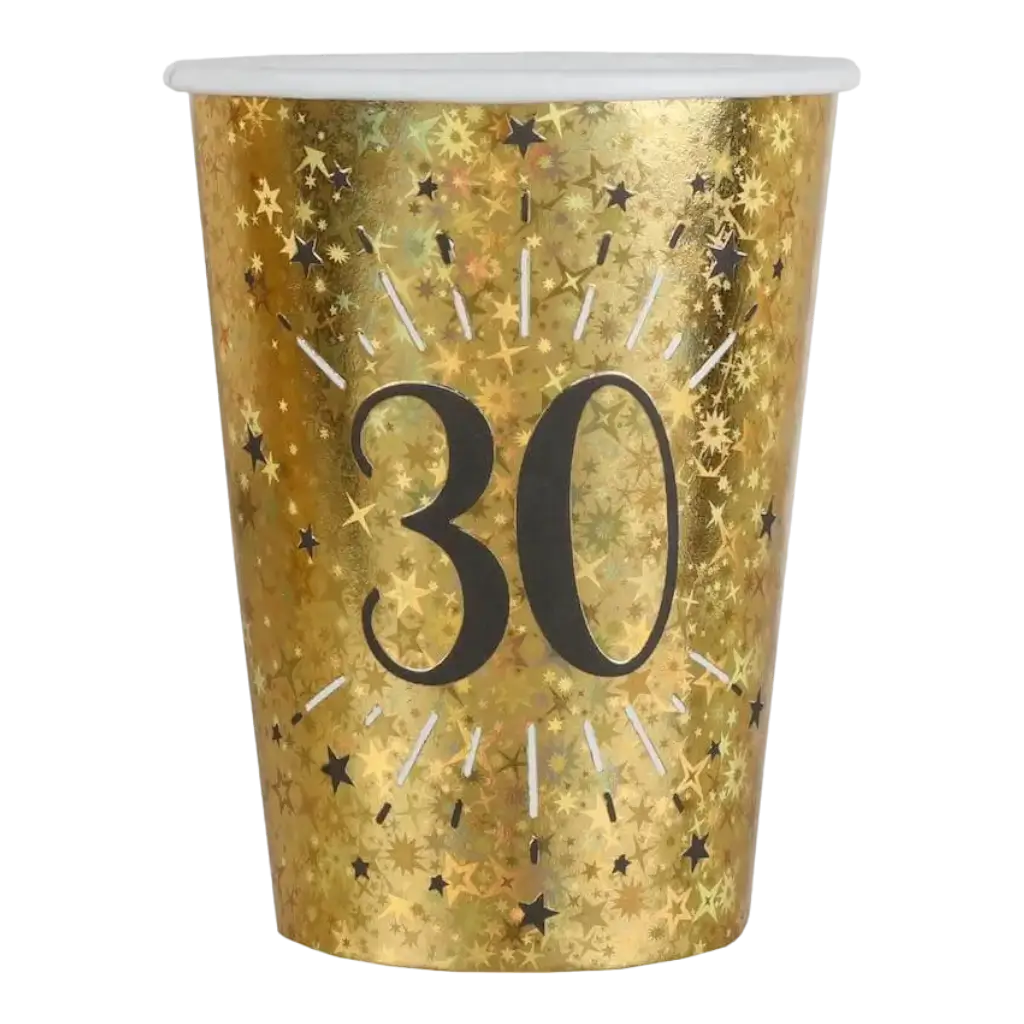 Gobelet en papier 30 ans Or (lot de 10)