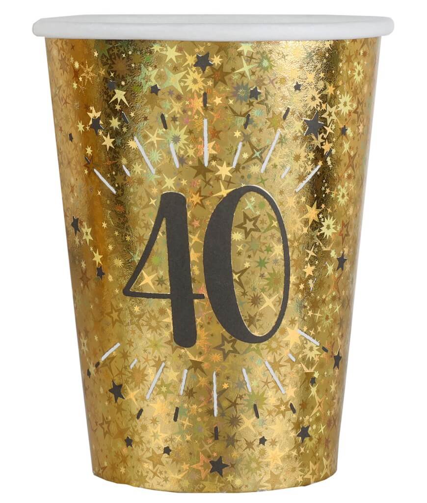 Gobelet en papier 40 ans Or (lot de 10)