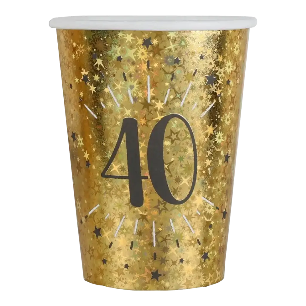 Gobelet en papier 40 ans Or (lot de 10)