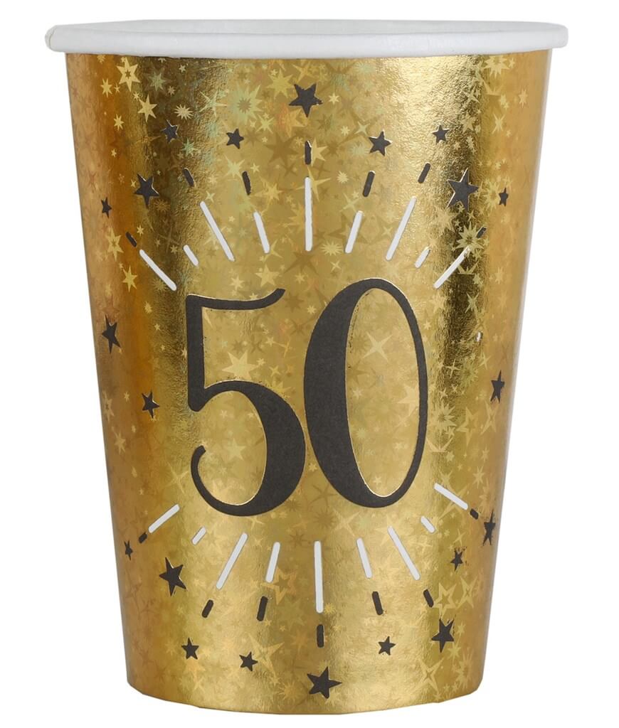 Gobelet en papier 50 ans Or (lot de 10)