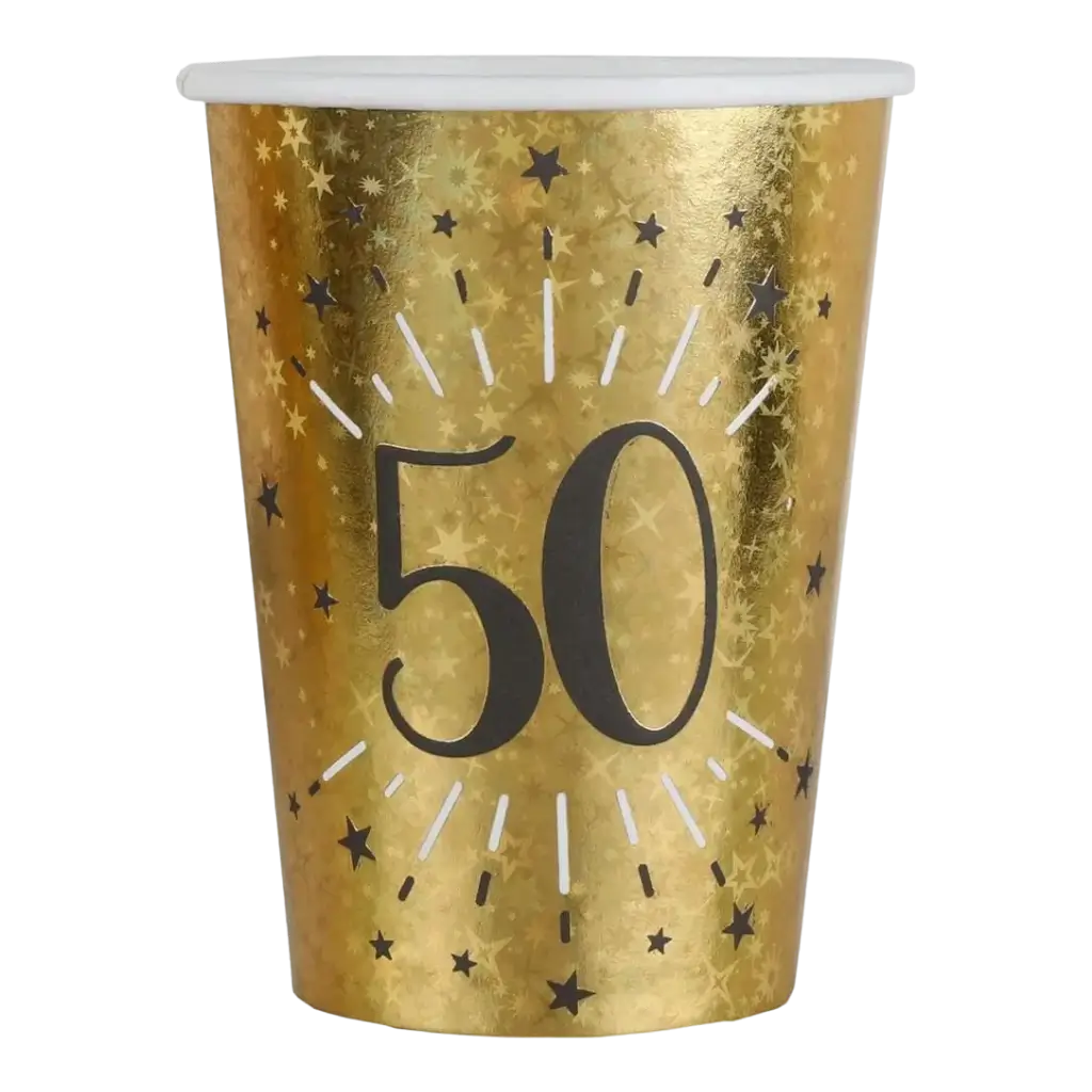 Gobelet en papier 50 ans Or (lot de 10)