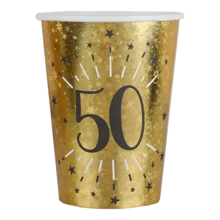 Gobelet en papier 50 ans Or (lot de 10)