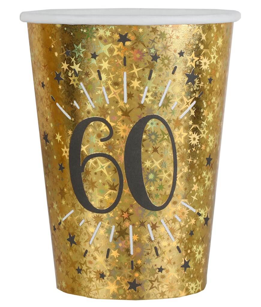 Gobelet en papier 60 ans Or (lot de 10)