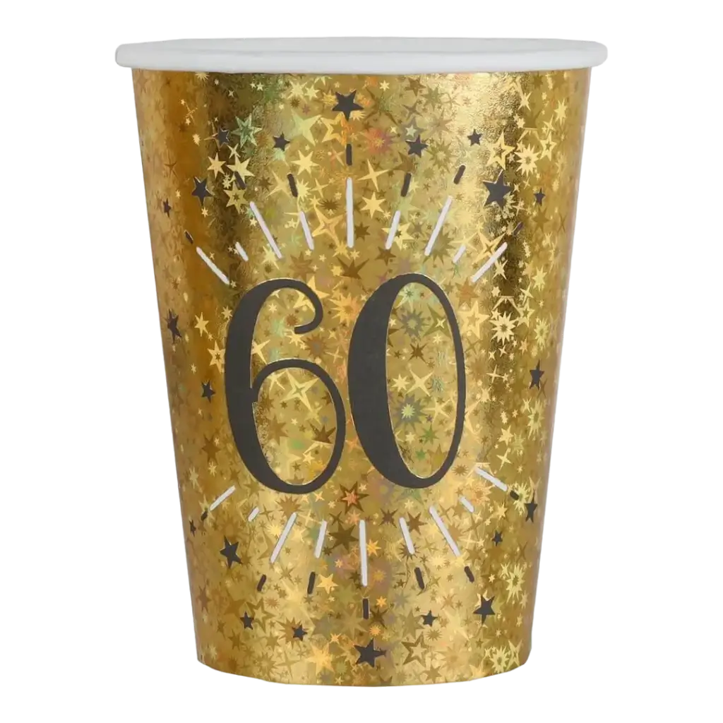 Gobelet en papier 60 ans Or (lot de 10)