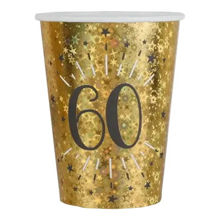 Gobelet en papier 60 ans Or (lot de 10)