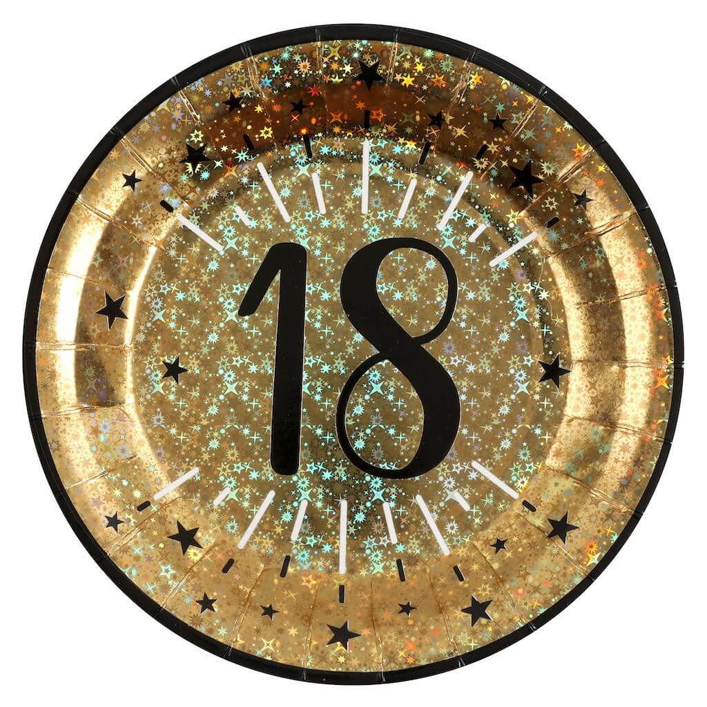 Assiette en papier Or 18 ans (lot de 10)