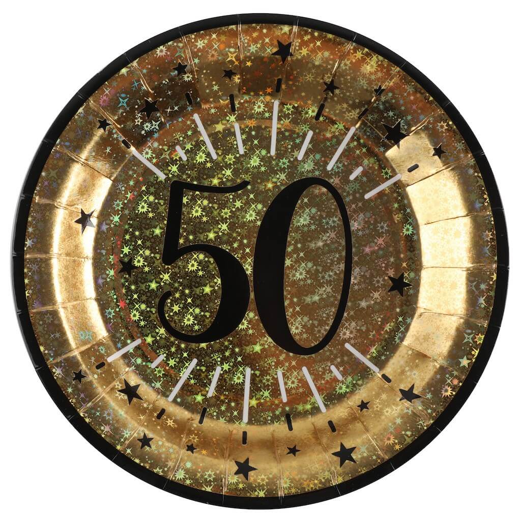 Assiette en papier Or 50 ans (lot de 10)