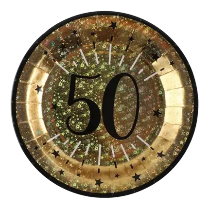 Assiette en papier Or 50 ans (lot de 10)