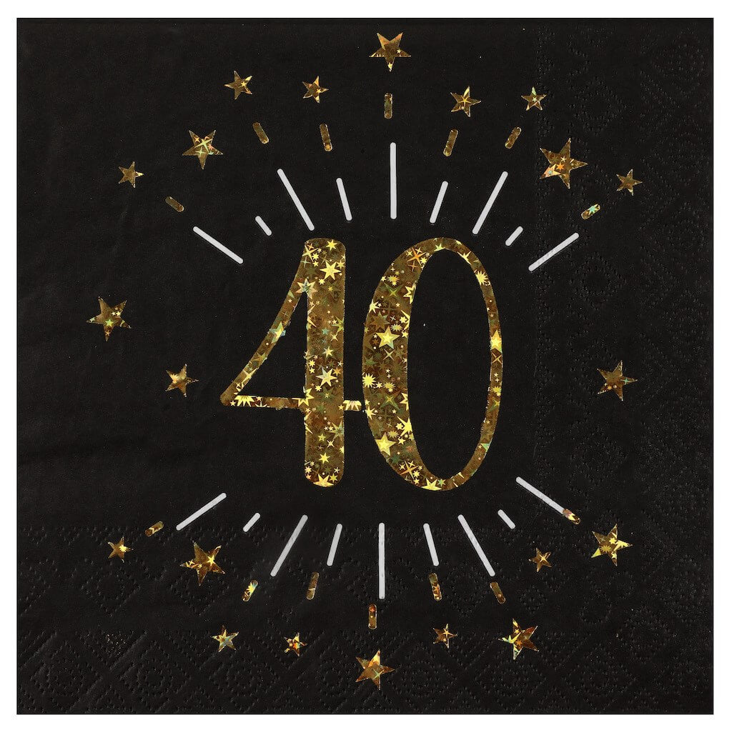 40 Ore Settimanali Quante Ore Sono Al Mese Papierserviette 40 Jahre Schwarz/Gold (Set mit 10 Stück) - Sparklers Club