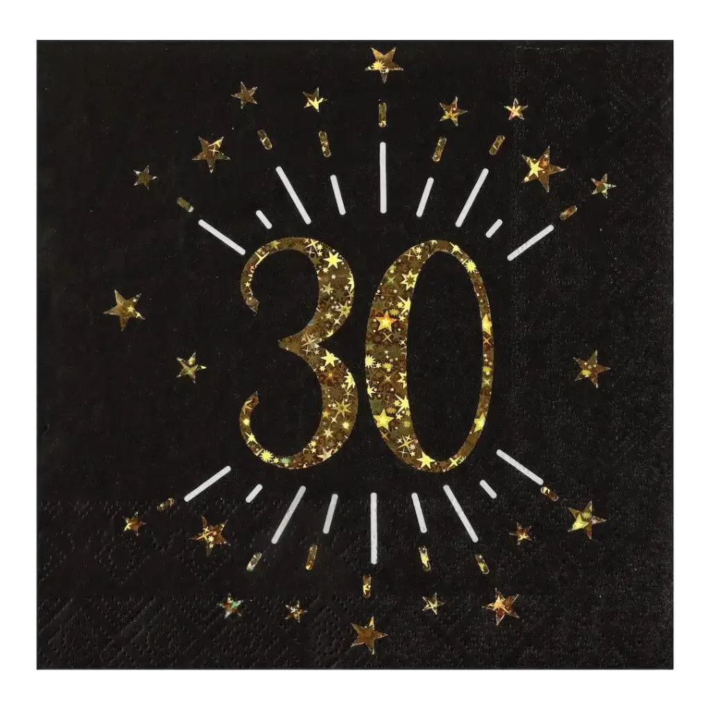 Unique Party Tovaglioli Di Carta Per 30 Anni – 16 Pezzi – 33x33 Cm – Compleanno A Tema
