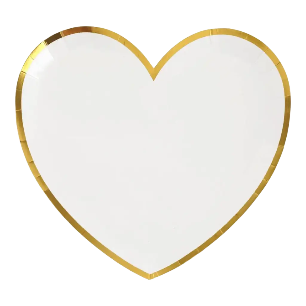 Assiette Forme Coeur Blanc/Or (Lot de 10)