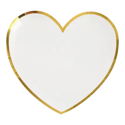 Assiette Forme Coeur Blanc/Or (Lot de 10)