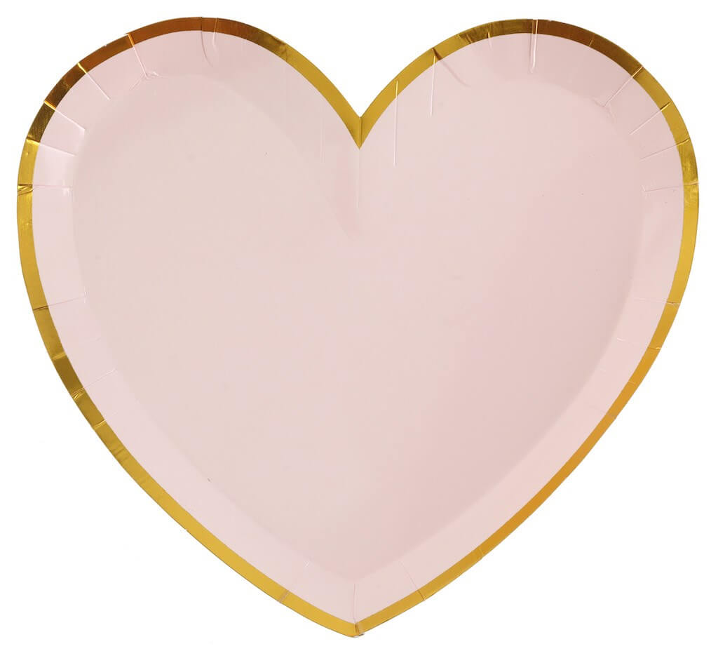 Assiette Forme Coeur Rose/Or (Lot de 10)