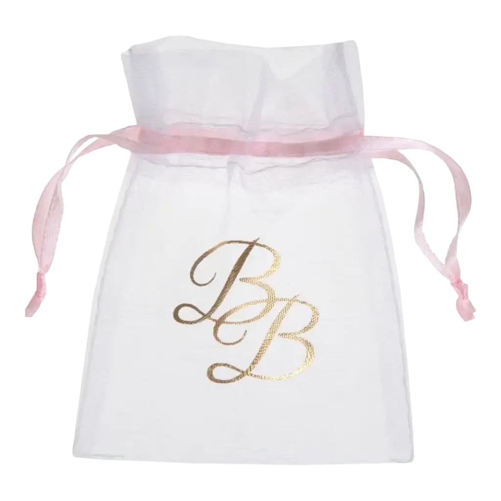 Sachet Organza BB Ruban Rose (Lot de 6)