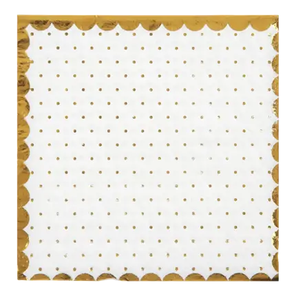 Serviette Blanche à Pois et Dorure Or (lot de 20)