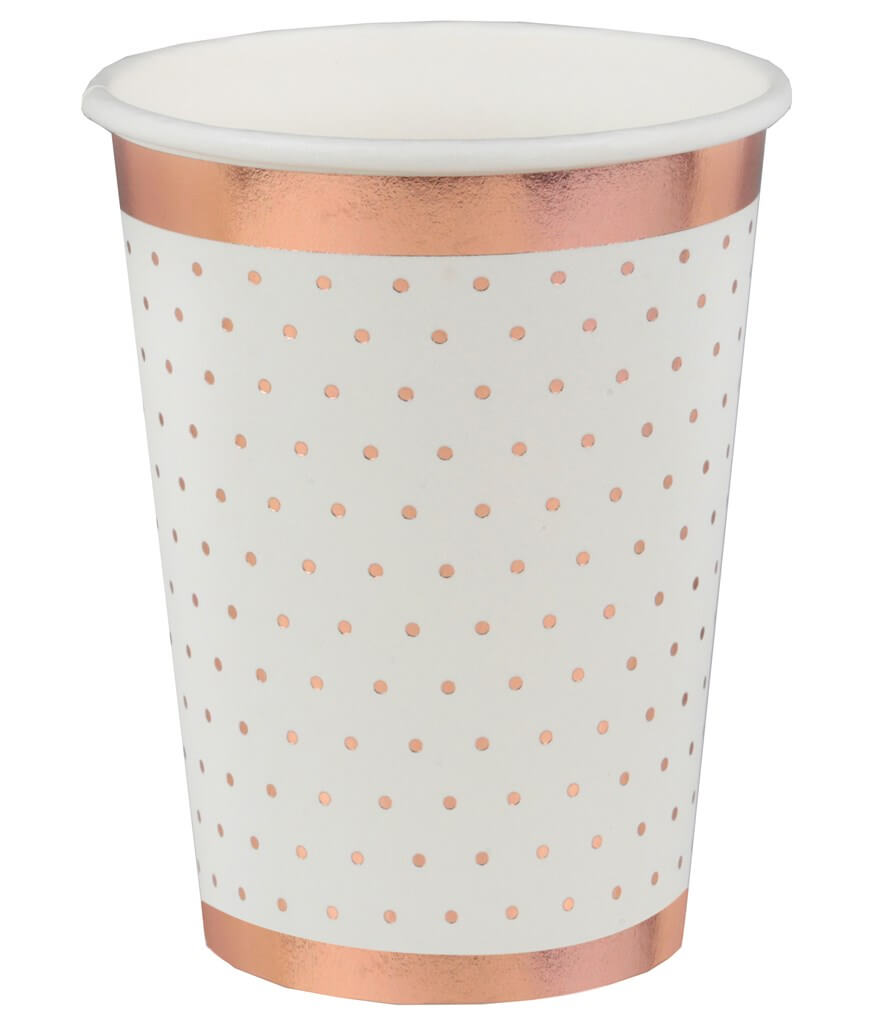 Gobelet Blanc à pois et dorure Or rose (lot de 10)