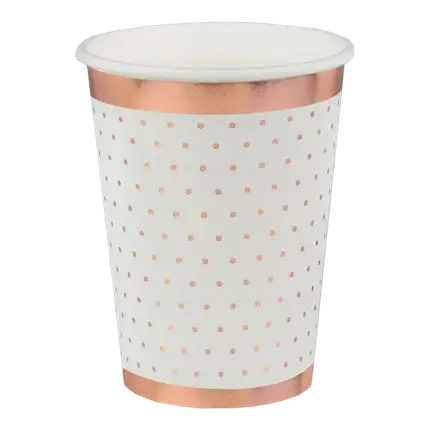 Gobelet Blanc à pois et dorure Or rose (lot de 10)