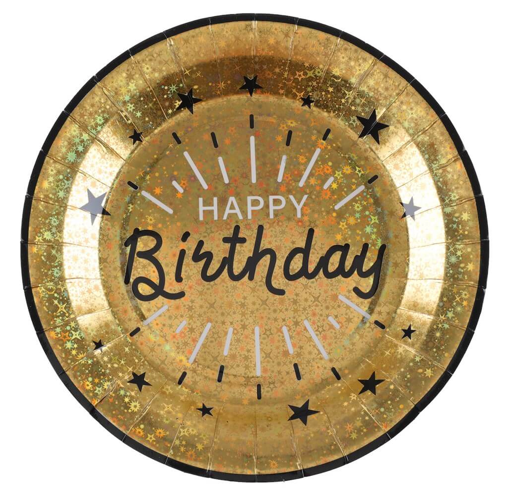 Assiette Happy Birthday Or Métallisé (lot de 10)