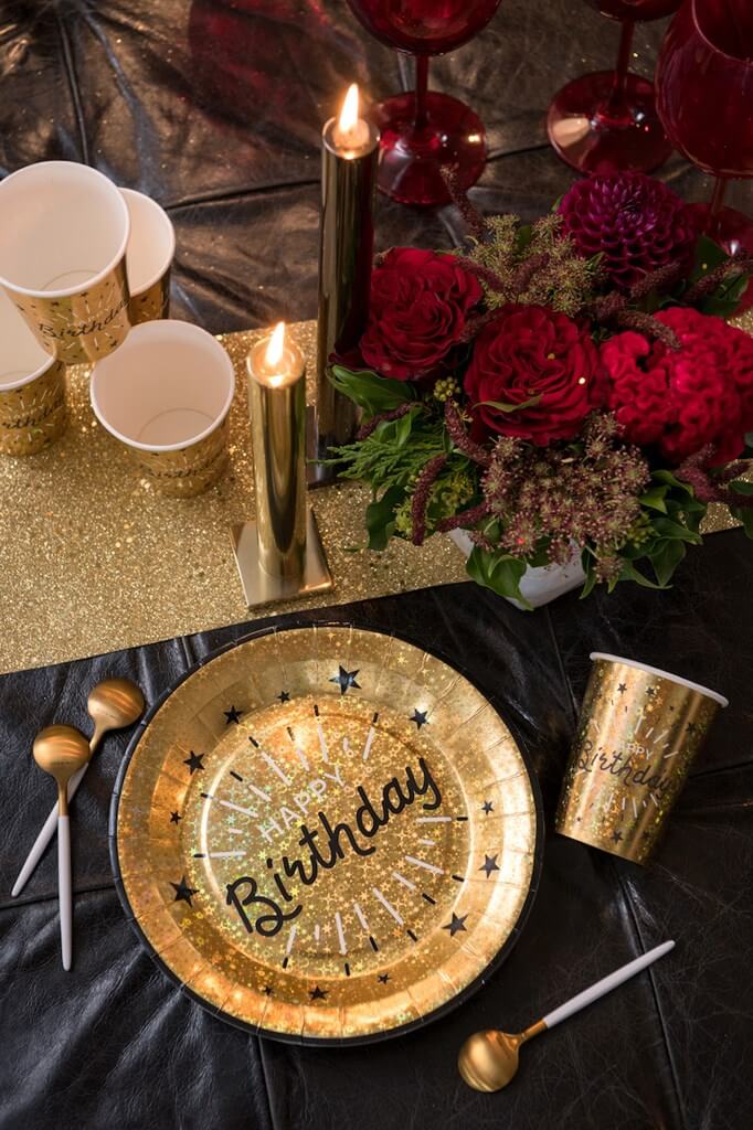 Assiette Happy Birthday Or Métallisé (lot de 10)