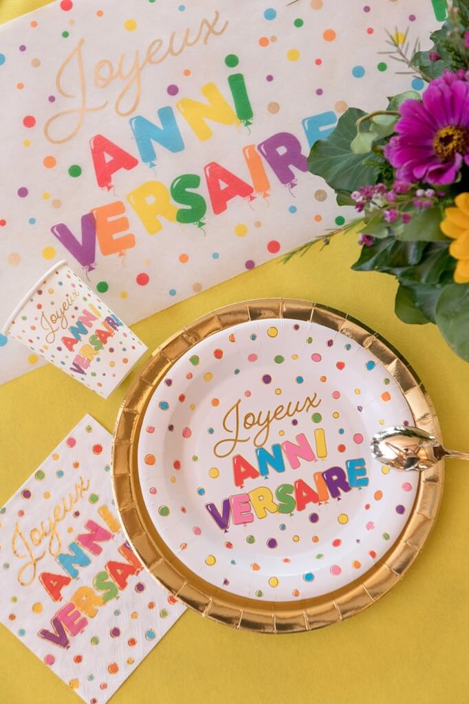 Assiette Joyeux Anniversaire ballon (Lot de 10)