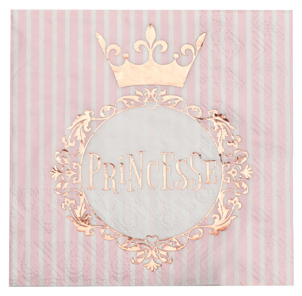 Serviette Princesse Or Rose (lot de 20)