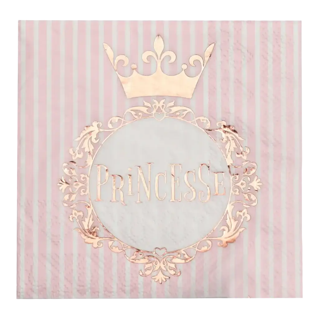 Serviette Princesse Or Rose (lot de 20)