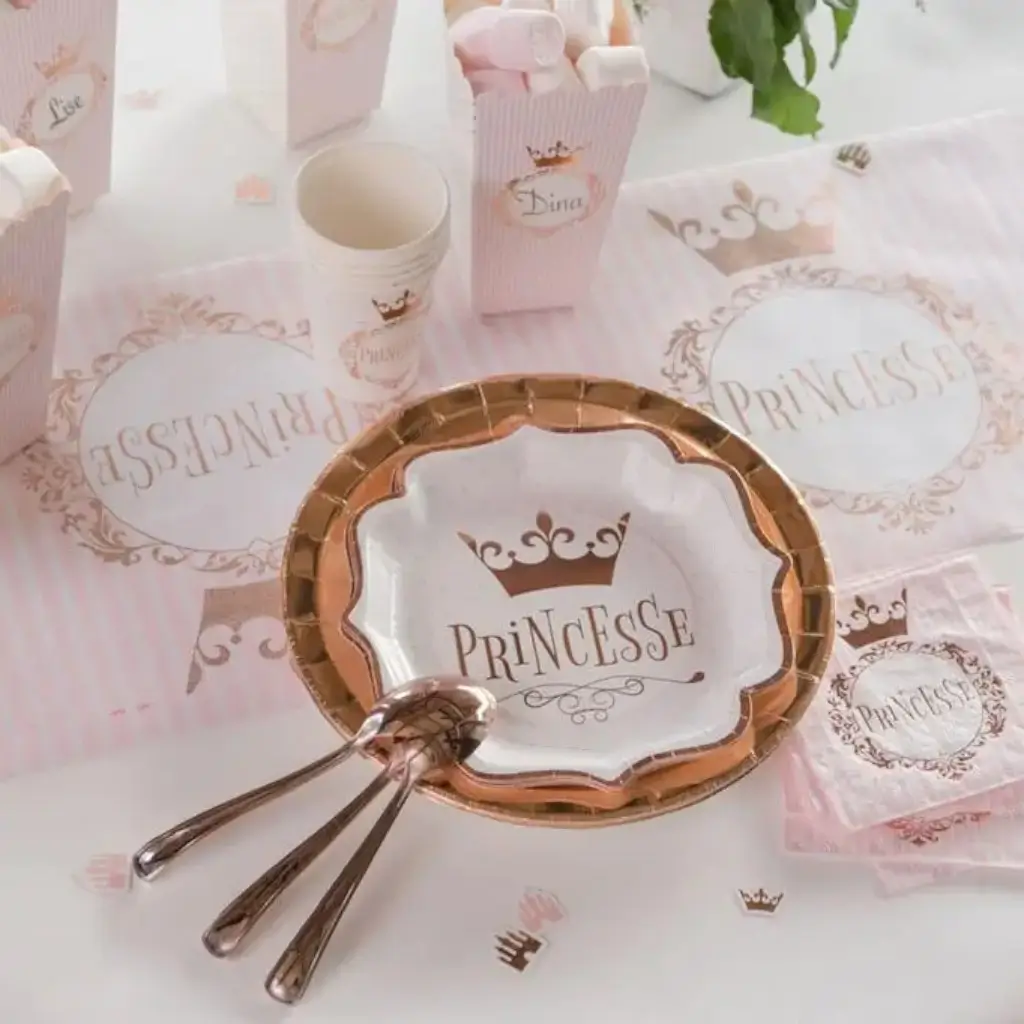 Serviette Princesse Or Rose (lot de 20)