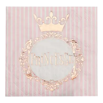 Serviette Princesse Or Rose (lot de 20)