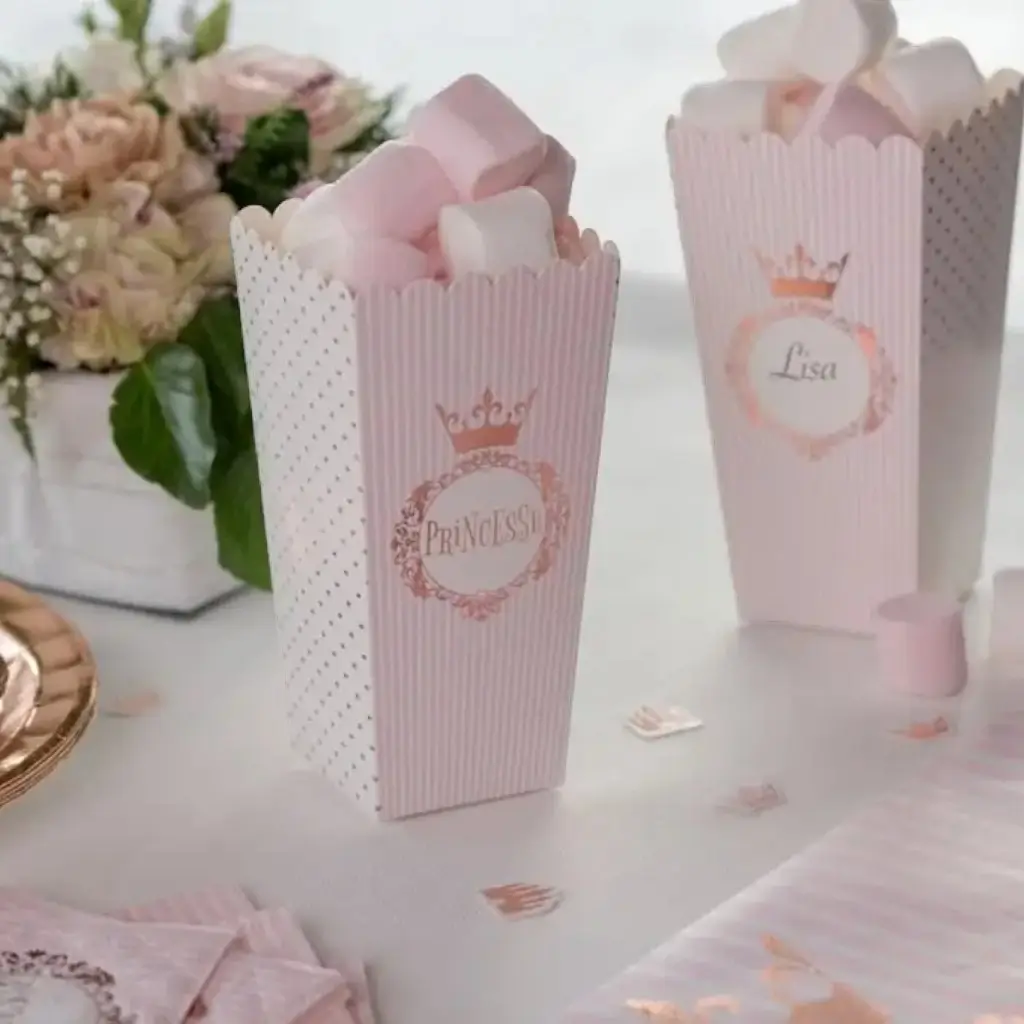 Cornet en papier Princesse Or Rose (lot de 8)