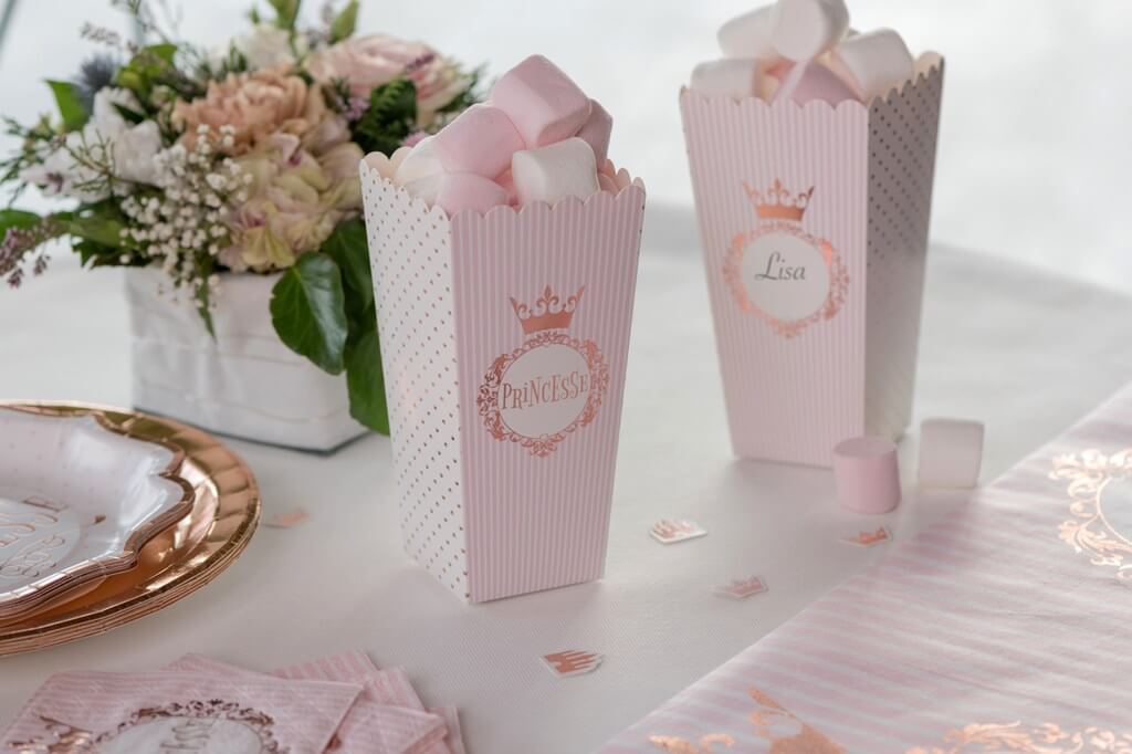 Cornet en papier Princesse Or Rose (lot de 8)