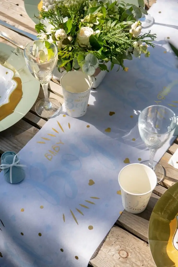 Chemin de table Baby Shower Boy Bleu 3 mètres 