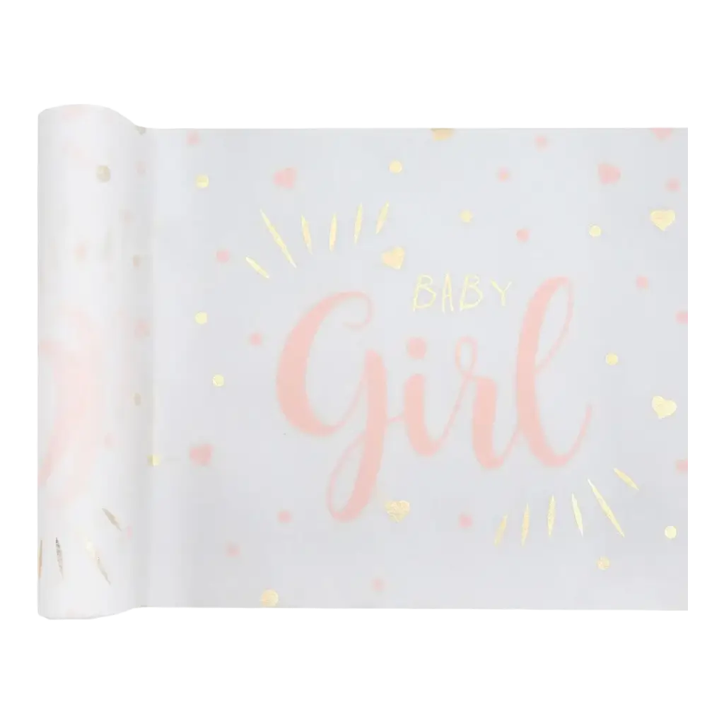 Chemin de table Baby Shower Girl Rose 3 mètres 