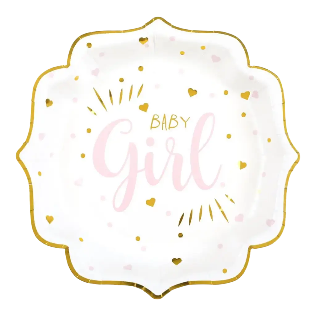 Assiette Baby Shower Girl Rose (lot de 10)