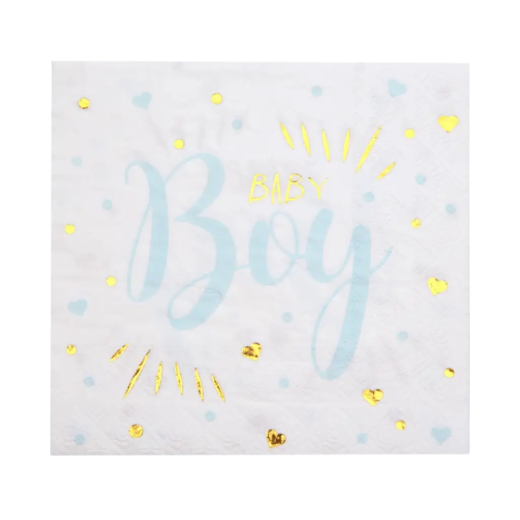 Serviette Baby Shower Boy Bleu (lot de 20)