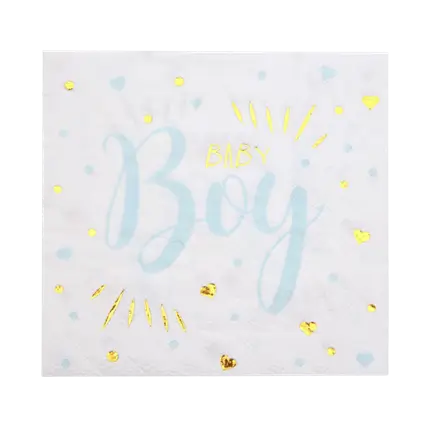 Serviette Baby Shower Boy Bleu (lot de 20)