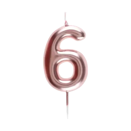 Bougie Anniversaire Chiffre 6 Or rose
