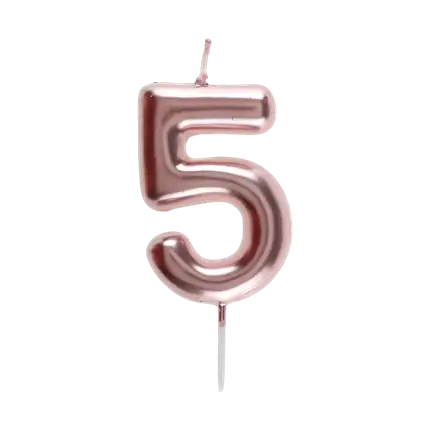 Bougie Anniversaire Chiffre 5 Or rose