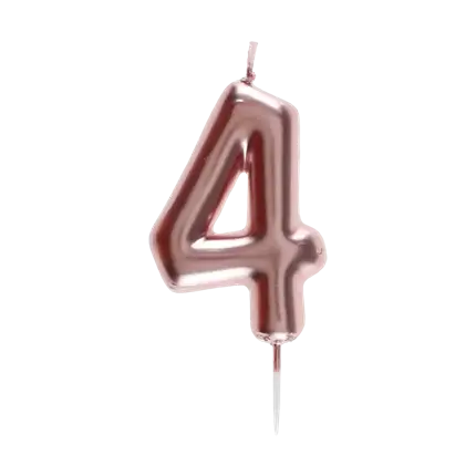 Bougie Anniversaire Chiffre 4 Or rose