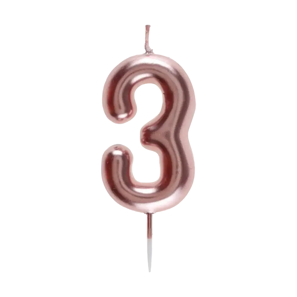 Bougie Anniversaire Chiffre 3 Or rose 