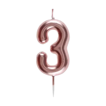 Bougie Anniversaire Chiffre 3 Or rose