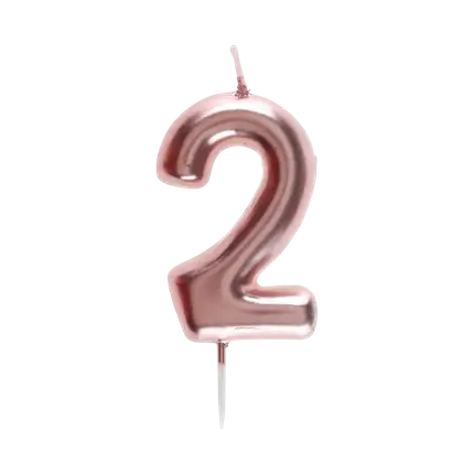 Bougie Anniversaire Chiffre 2 Or rose