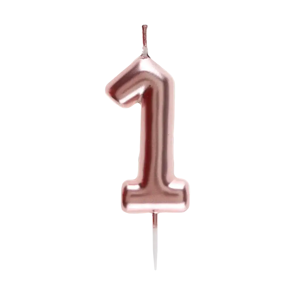 Bougie Anniversaire Chiffre 1 Or rose 