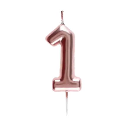 Bougie Anniversaire Chiffre 1 Or rose