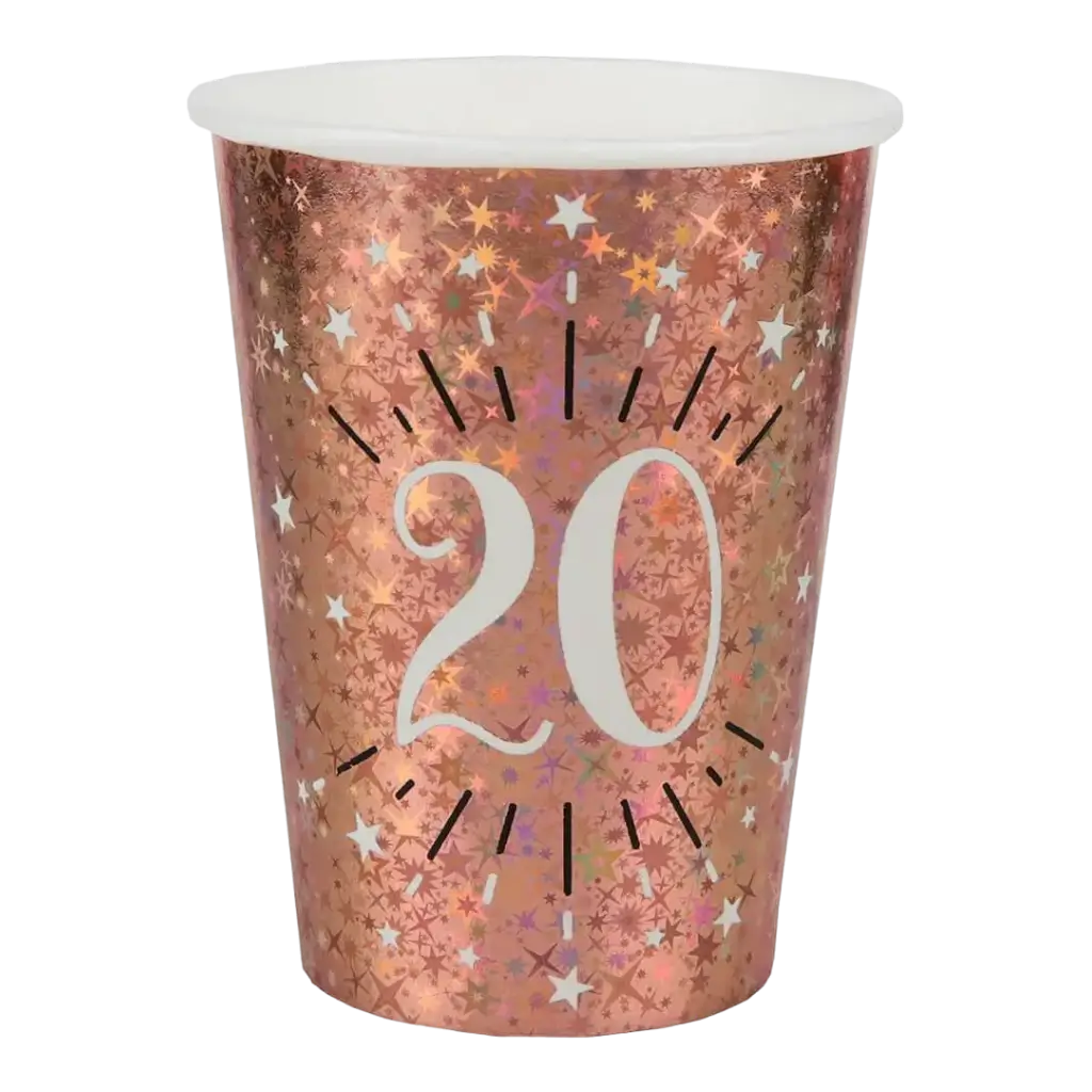 Gobelet en papier 20 ans Or Rose (lot de 10)