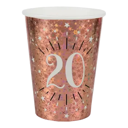 Gobelet en papier 20 ans Or Rose (lot de 10)