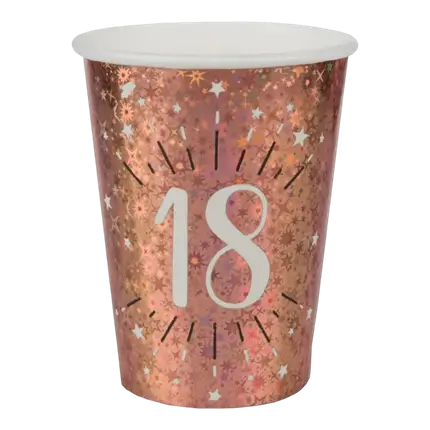 Gobelet en papier 18 ans Or Rose (lot de 10)