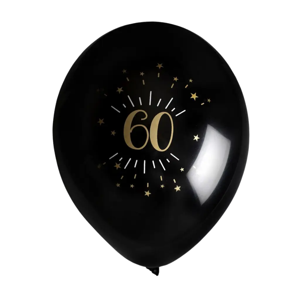 Ballon 60 ans Noir Or (lot de 8)