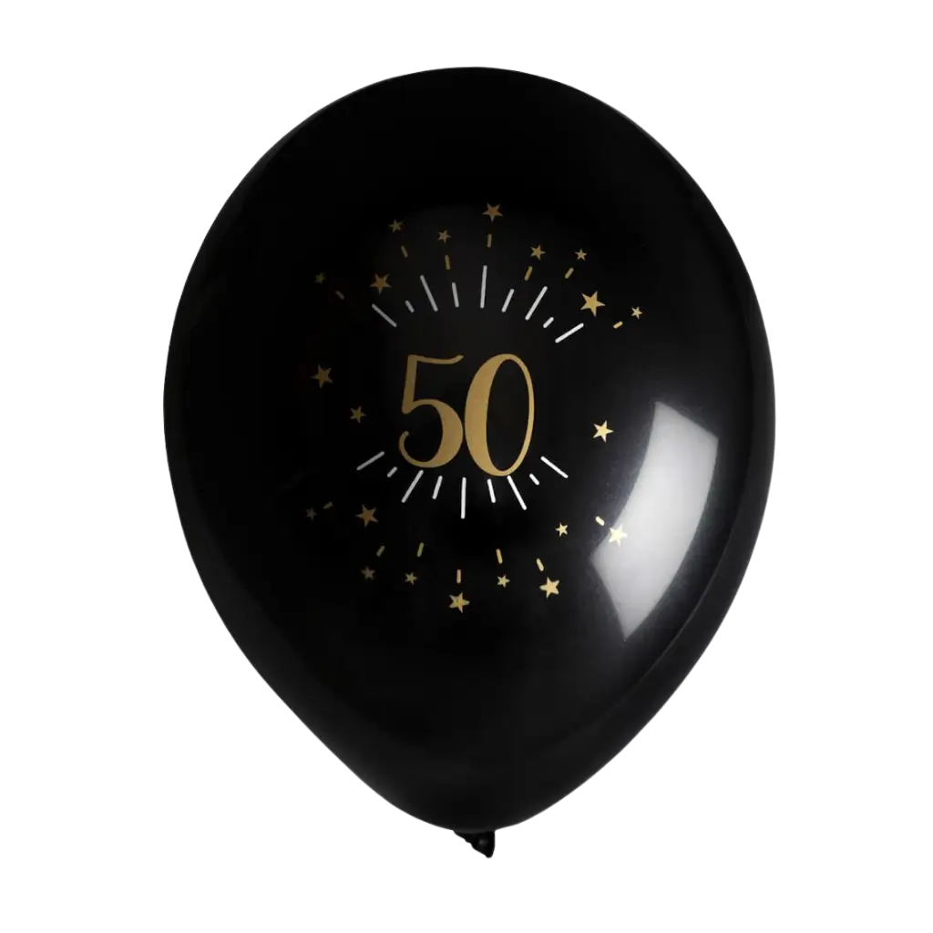 Ballon 50 ans Noir Or (lot de 8)